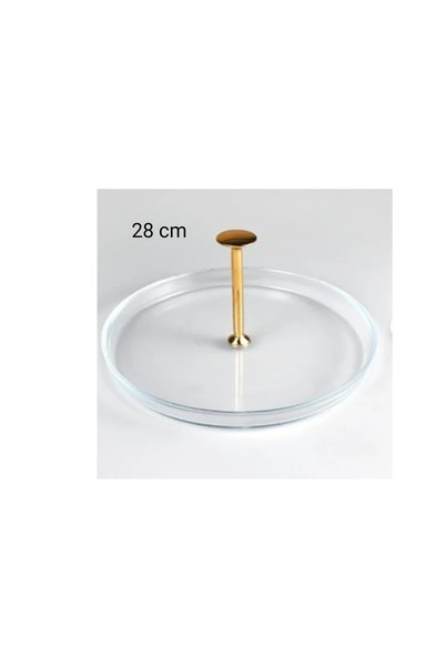 HERITAGE Transparent Glass Serving Plate with Gold Rack 28 cm
