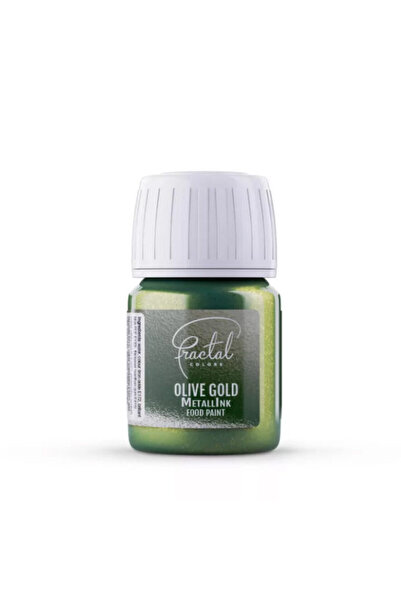 Fractal Colorant alimentar metalic, verde măsliniu, 30 ml, cu sclipici