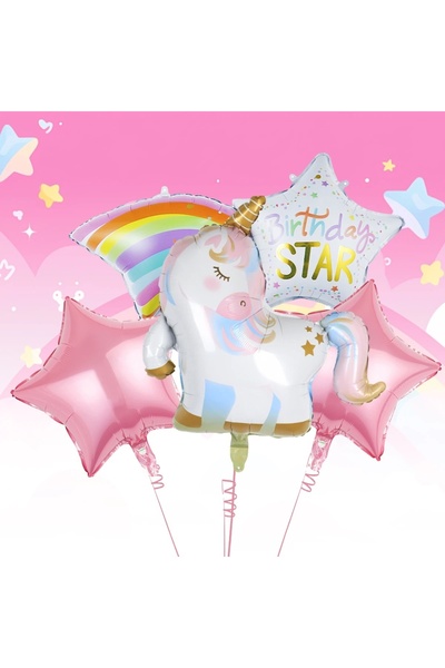 Baloane Vesele Set 4 Baloane Unicorn Rainbow - Decor Magic Petrecere SET332
