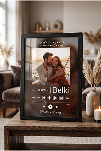 ÇELİKLER HEDİYE Kişiye Özel Spotify Kodlu Fotoğraflı Çerçeve Şarkılı Sevgiliy...