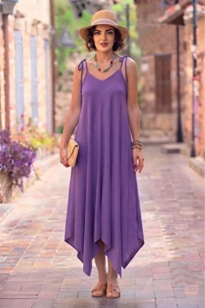 Nevin Kaya Moda Purple Color Adjustable Strap Dress That Hides Kilograms