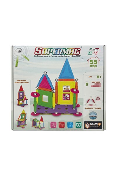TUFY TOYS Supermag 55 Piece Magnetic Home Building Set - Stem Toy Set