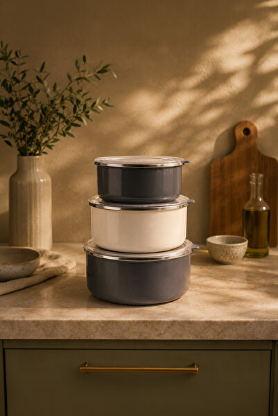 Bambum Lumino 3-Piece Storage Container Gray