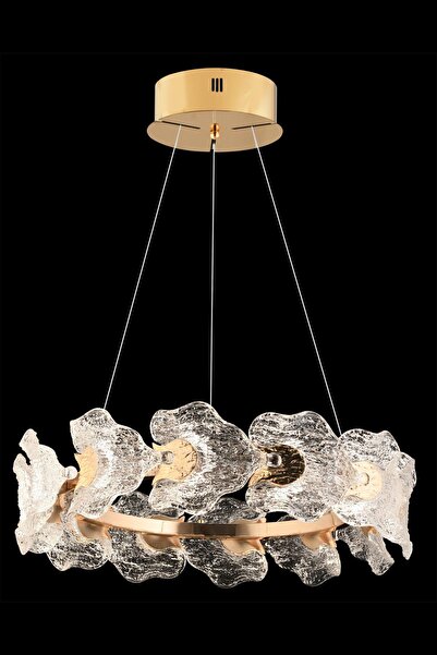 Avonni AV-7015-8010-60 Gold Kaplama Klasik Avize LED Metal Kristal H: 100 cm,...