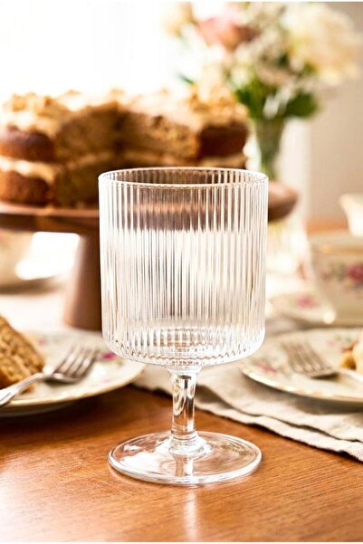 Atbyhome Striped Footed Soft Drink and Ice Cream Glass 250 ml - Kadeh Tatlı Kupu