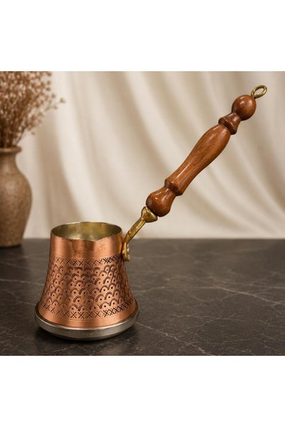 Elen Hediyelik Cherry Patterned 3-Person Matte Copper Coffee Pot – 270 ml (8 ...