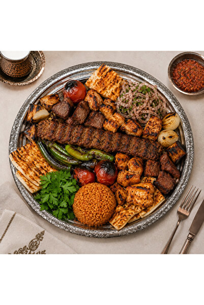 Layla Copper Otantik Meze Sunum Tabağı Tepsisi Kebap Tabağı Servis Tabağı Kro...