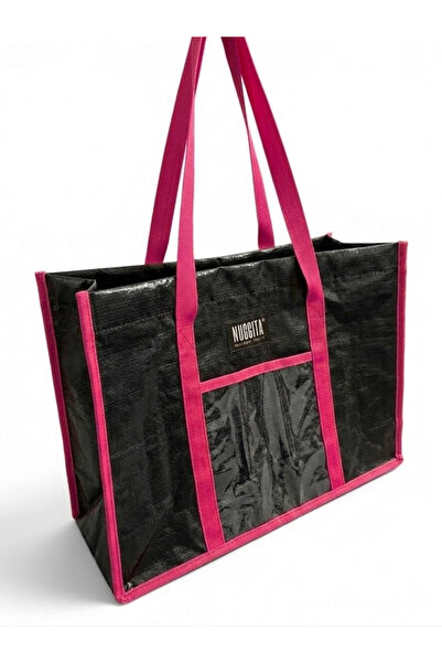 Nuggita Large Size Pp Shoulder Bag - Black (with Fuchsia Piping)