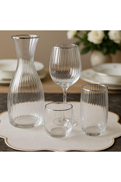 camart 37 Parça 12 Kişilik Su Takımı Bohemia Kristal Carino Platin