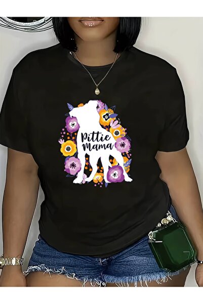 01THEONE Women'S French Bulldog Graphic T-Shirt - "Pittie Mama" Floral Deign,...