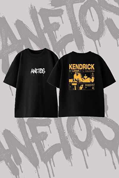 Anetos Kendrick Lamar_16 Design Back Printed Cotton Black Oversize T-Shirt