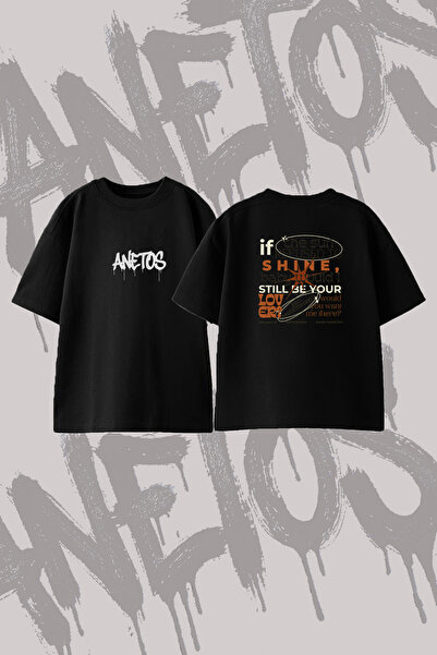 Anetos Ariana Grande Eternal Design Back Printed Cotton Black Oversize T-Shirt