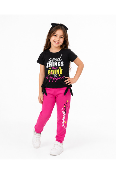 Generic Girl's Clothing Set, Black T-Shirt and Pink Leggings, Size 8 Years | ...