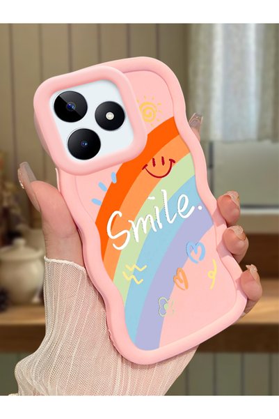 Hontinga Realme C53 Compatible Case Camera Protector Pink Silicone Couple Pho...