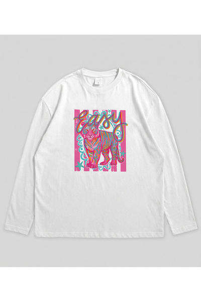 Grafftee Clothing Μακρυμάνικο μπλουζάκι με στάμπα τίγρης και άνετη εφαρμογή