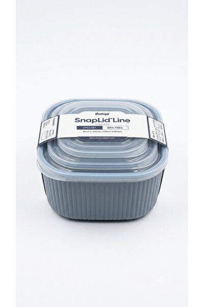 SnaplidLine 3’Lü Kare Mikrodalga Saklama Kabı (1800mL-1100mL-600mL)