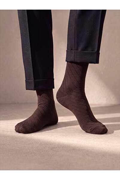 LE VISSION TEKSTİL Pack of 12 Bamboo Patterned Seamless Men's Booties Socks