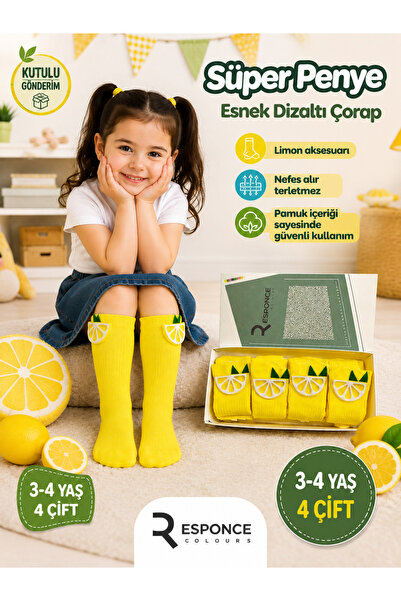 CALLAVI Limon Girls' Knee Socks 4 Pairs Boxed