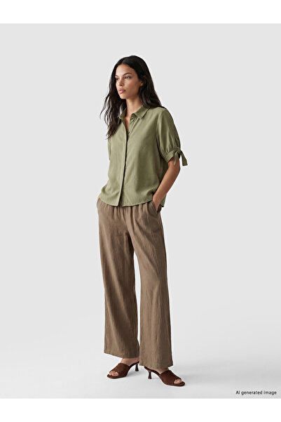LC Waikiki Pantaloni de damă cu talie elastică și picior larg