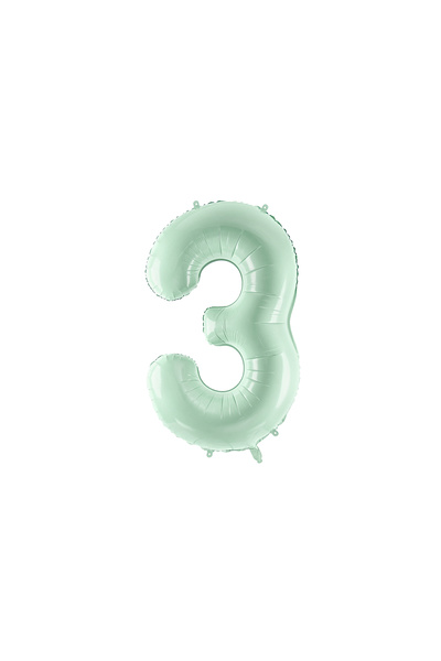 Partydeco Balon folie cifra 3 verde pastel 72cm