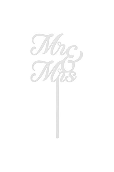 Partydeco Topper pentru tort MR & MRS, acrilic, alb, 16,5 cm
