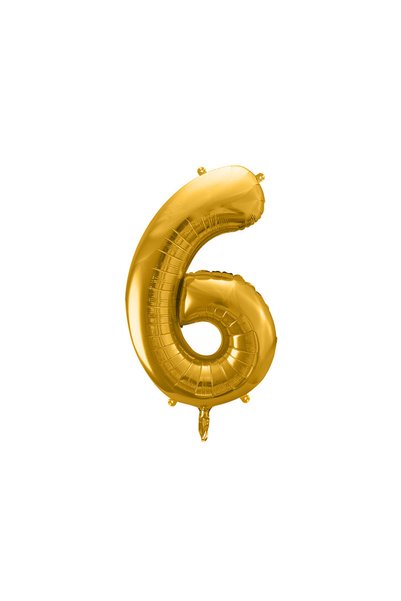Partydeco Balon aniversare PartyDeco, Model cifra 6, Folie, 86cm, Auriu