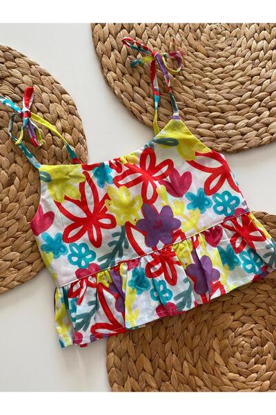 HMCraft Honey Mousse Craft Girls' Cotton Strap Blouse - Honey Top Bloom