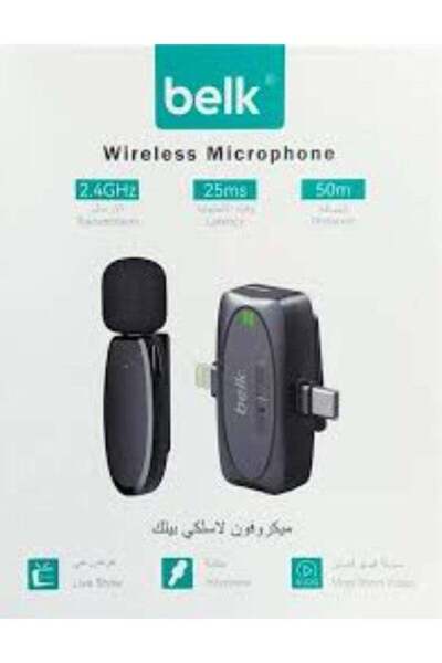 Belk 2.4GHz Wireless Lavalier Microphone with Dual Connectors (Type-C & Light...