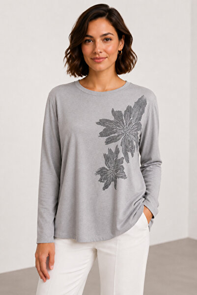bihan store Women's Single-Sided Floral Patterned Long Sleeve Blouse Y26-2518...