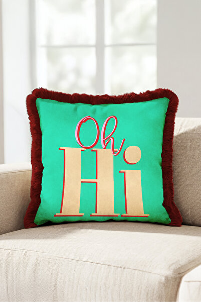 Evimde Bambaşka Oh Hi Lettering Pop Art Fringed Pillowcase - Typographic Retr...