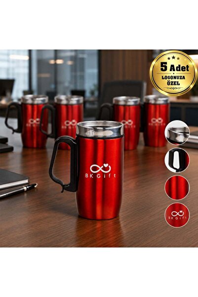 Bk Gift 5 Pieces of 5304 Steel Mug with Custom Logo, 240 ml Corporate Thermos...