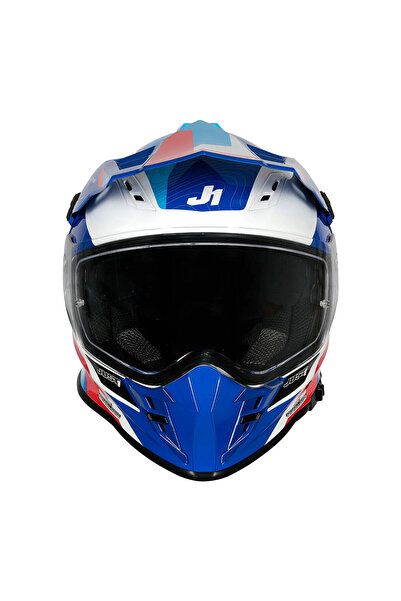 Just1 J34 Pro Globe Kapalı Motosiklet Kaskı Mavi Beyaz Kırmızı