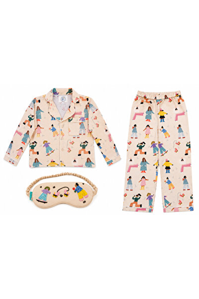 Little Toucan Girls Cotton Pajama with Eye Mask Long Sleep Set