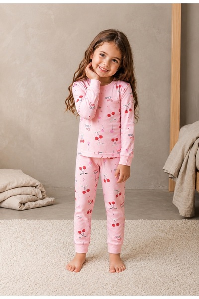 Mnk Baby&Kids Kız Çocuk Baskılı Pamuku 2li Pijama Takım M00845 PEMBE