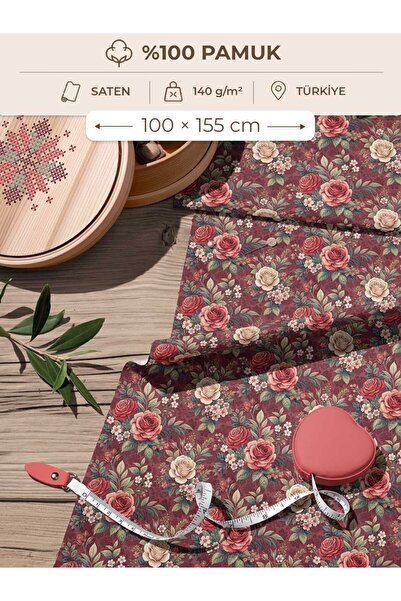 FabricsTown %100 Pamuk Saten Kumaş 100x155 cm Dijital Baskılı Dikiş Patchwork...