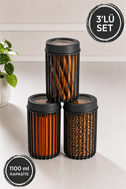 Stile Cucina 3-Piece Linea Round Storage Container 1.1 Liter Gray
