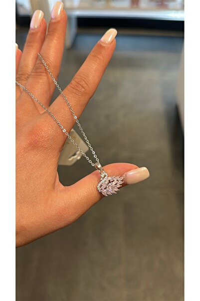 GLARE JEWELRY CO Swan Detailed Zircon Stone Pink Stone Detail Stainless Steel...