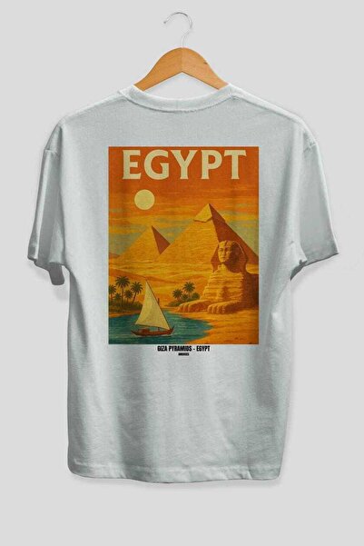 Ankhises Πυραμίδες της Γκίζας Λευκό Oversize Country City Back Printed Unisex...