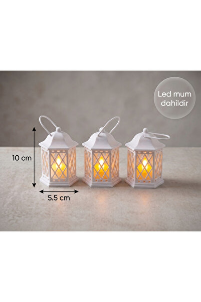 RubaTrend Balkon Süsü Mini Fener / 3’lü Dekoratif LED Mumluk Seti