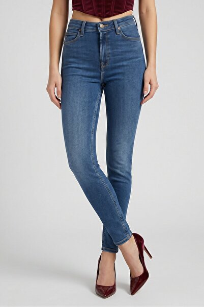 Lee Women Skinny Fit Washed Stretchable Jeans, Blue
