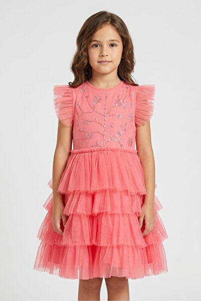 Luna Moon Kids Girl Embellished Dress, Pink