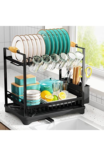 Arabest 2-Tier Large Capacity Dish Drying Rack,Kitchen Countertop Dish Draine...