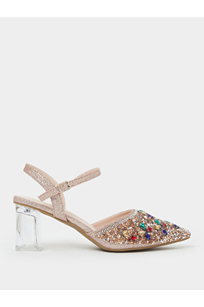 Take Two By Styli Beige Rhinestone Pointed Toe Slingback Pumps