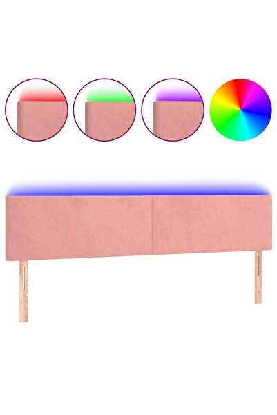 vidaxl Tăblie de pat cu LED, roz, 160x5x78/88 cm, catifea