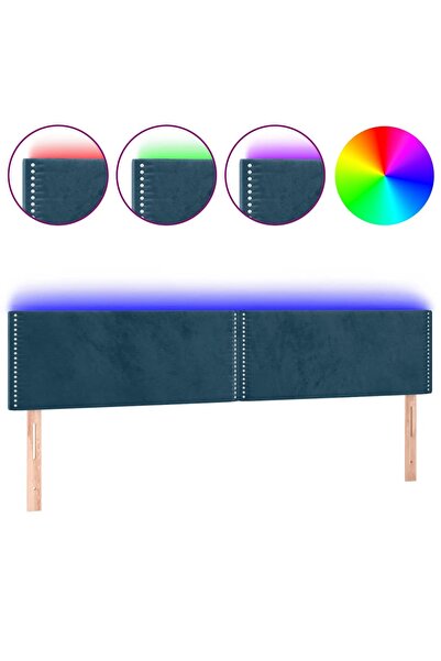vidaxl Tăblie de pat cu LED, albastru închis, 200x5x78/88 cm, catifea