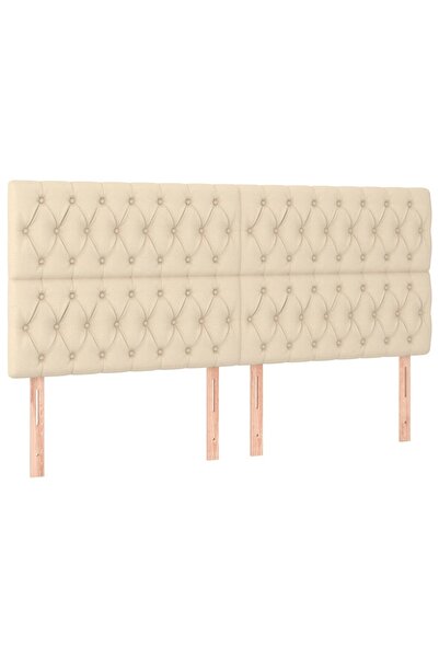 vidaxl Tăblie de pat crem 180x7x118/128 cm, material textil