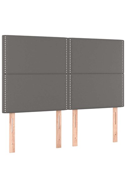 vidaxl Tăblie de pat gri 144x5x118/128 cm piele ecologică