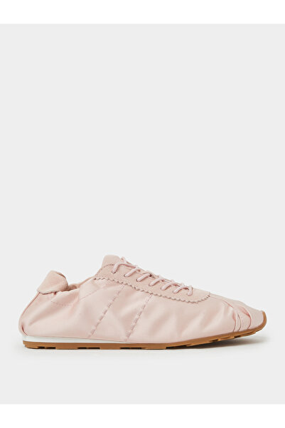 Styli Pink Plain Satin Fitted Cuff Sneakers
