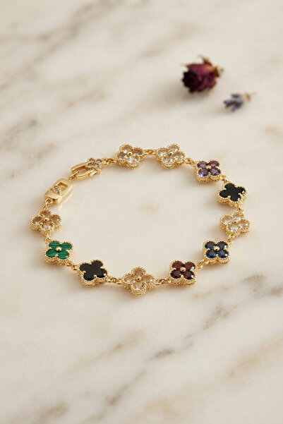 OGHAMAY Yonca Model Mixed Color Zircon Stone Women's Bracelet