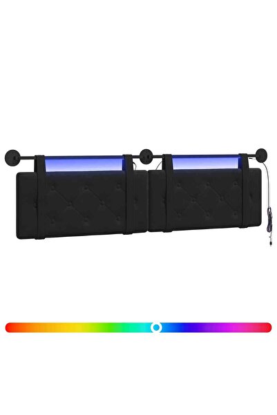 vidaxl Tăblie de pat suspendată Cu lumină LED Negru Catifea